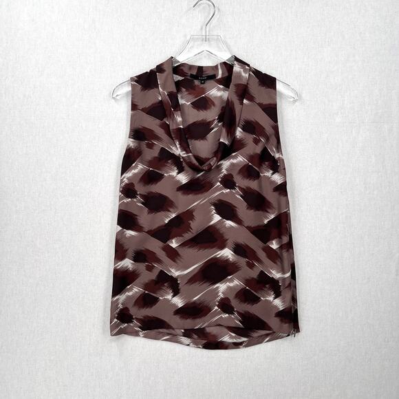 GUCCI Sleeveless Printed Silk Top Womens IT40 US S 4 Brown Scoop Neck Blouse - Picture 2 of 15